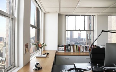 Entire 340 sf corner creative office on the 21st floor of a 1930's office building in Tribeca. Awesome unblocked views to the north and the east