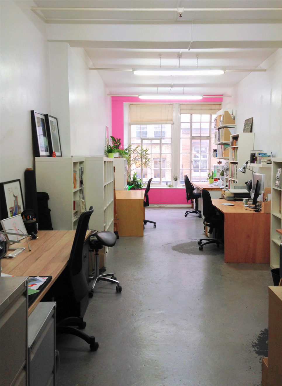 Desk space in creative studio