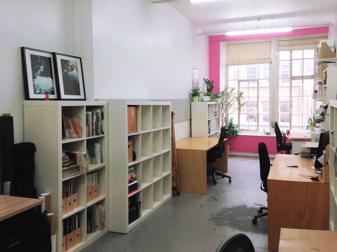 Desk space in creative studio