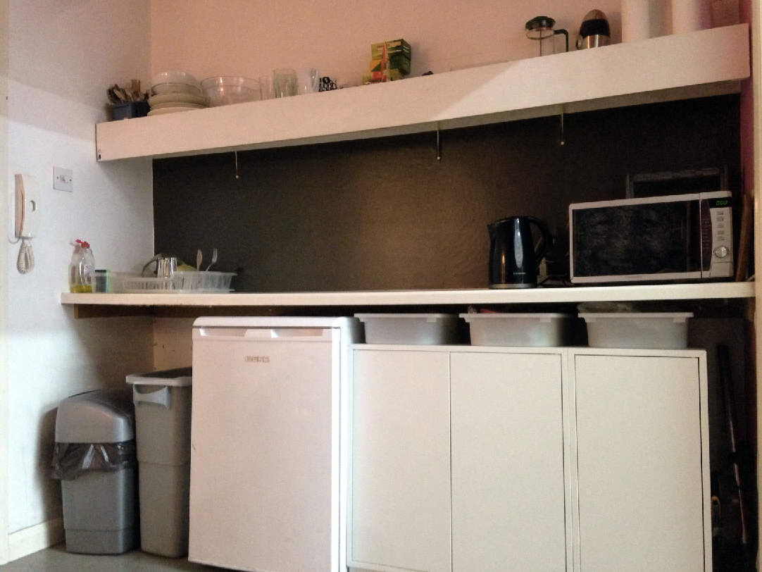 Desk space in creative studio