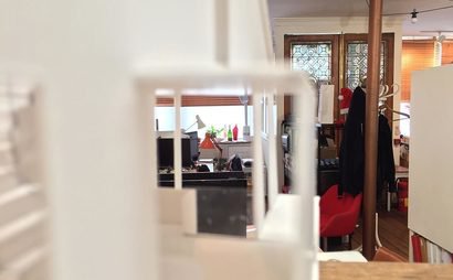 Desk in co-working space  Desk in co-working space