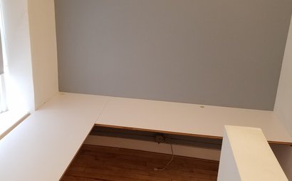 Semi-private corner workspace in quiet creative office Semi-private corner workspace in quiet creative office