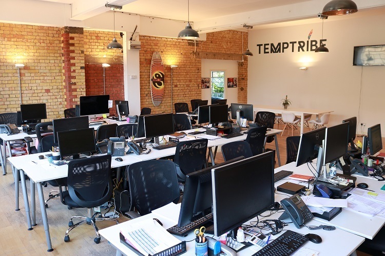 Desks in fun office space!