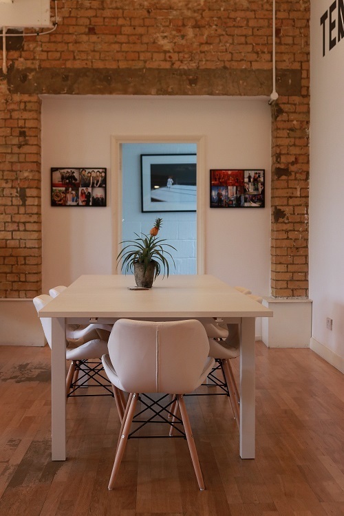 Desks in fun office space!