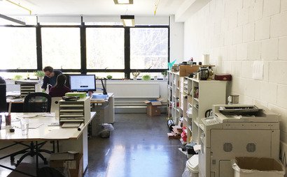 Large desks in bright period building Large desks in bright period building