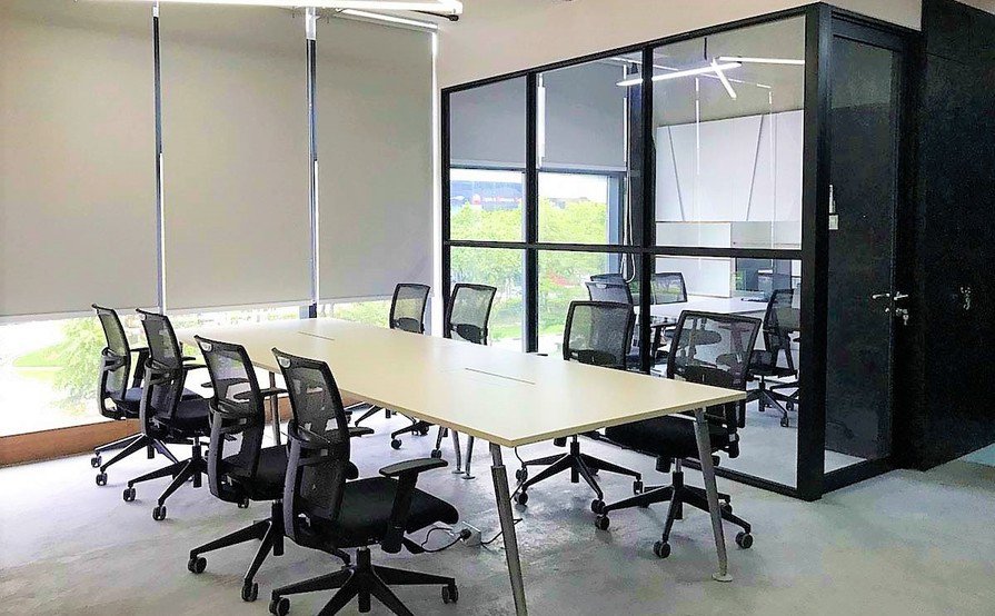 Permanent seating arrangement at our personal co-working space in Singapore - W Spaces 360