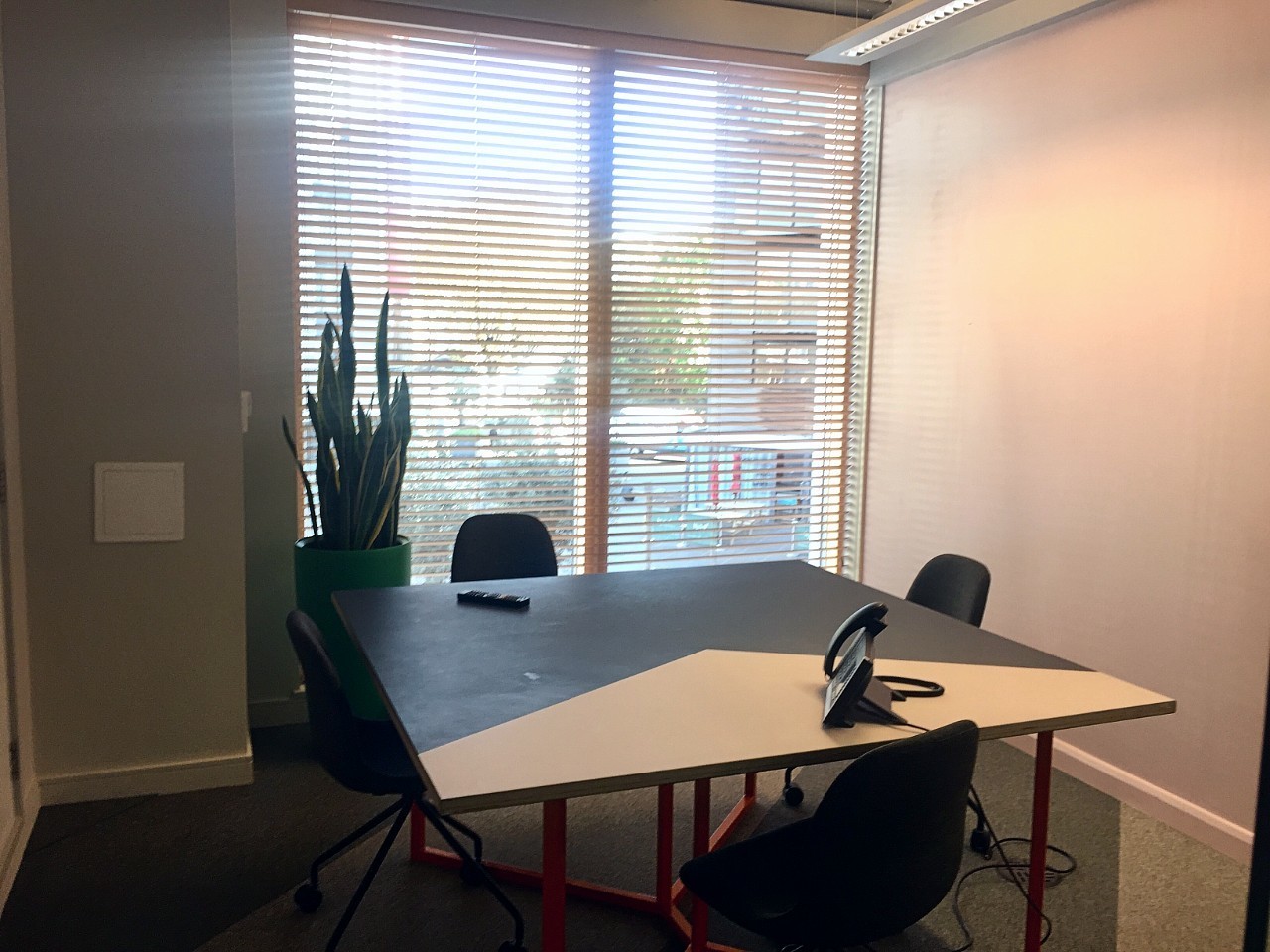 Flexible desk options in energetic office